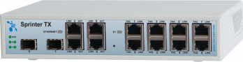 Sprinter TX 12.8E1.4GE.2CSFP.DC48AC220 (8 интерфейсов Е1, 4 интерфейса Gigabit Ethernet, 2 интерфейса SFP/CSFP 1Gb, питание ~220В и -48В)