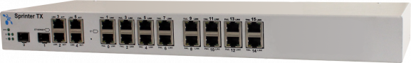 Sprinter TX 20.16E1.4GE.2CSFP.DC48AC220 (16 интерфейсов E1, 4 интерфейса Gigabit Ethernet, 2 интерфейса SFP/CSFP 1Gb, питание ~220В и -48В)