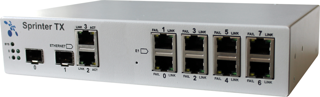 Sprinter TX 12.8E1.2GE.CSFP.SFP.DC48AC220 (8 интерфейсов Е1, 2 интерфейса Gigabit Ethernet, интерфейс SFP/CSFP 1Gb, интерфейс SFP 1Gb, питание ~220В и -48В)