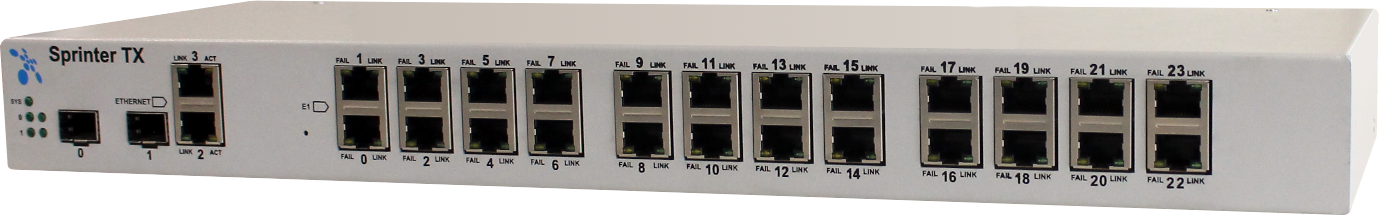 Sprinter TX 20.24E1.2GE.CSFP.SFP.DC48AC220 (24 интерфейса Е1, 2 интерфейса Gigabit Ethernet, интерфейс SFP/CSFP 1Gb, интерфейс SFP 1Gb, питание ~220В и -48В)